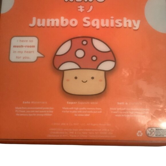 Mimicoco Jumbo Mushroom Squishy Toy 6.2" x 6.6" Red White Stress Relief Kawaii - Picture 7 of 9